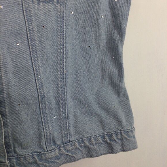 Christine Alexander Rhinestone Embellished Light Wash Denim Vest Light Blue L - Picture 4 of 12